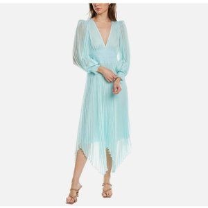 ALICE + OLIVIA Sion Long Sleeve Pleated Midi Dress